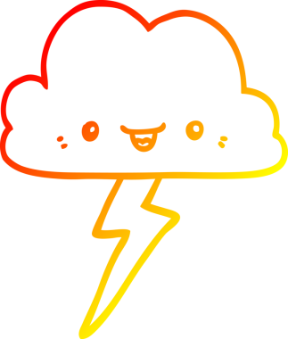 Bir insan tarafından çizilmiş bir karikatür fırtına bulutunun sıcak çizgi çizimi