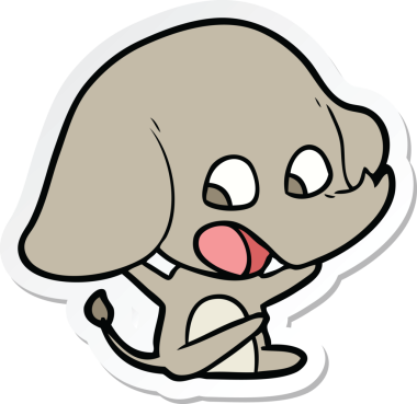 Bir insan tarafından çizilmiş şirin bir fil çıkartması.