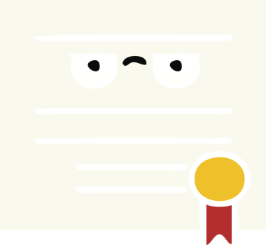 Bir insan tarafından çizilmiş mezuniyet diplomasının düz renkli retro karikatürü