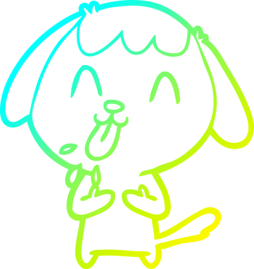 Bir insan tarafından çizilmiş şirin bir çizgi köpeğin soğuk gradyan çizgisi.