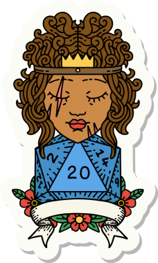 Bir insan tarafından çizilmiş 20 zarlı bir insan barbarının çıkartması.