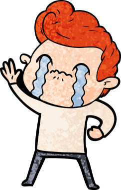 Bir insan tarafından çizilmiş ağlayan çizgi film adamı.