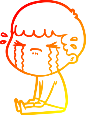 Bir insan tarafından çizilmiş ağlayan bir çizgi film karakteri çizimi.