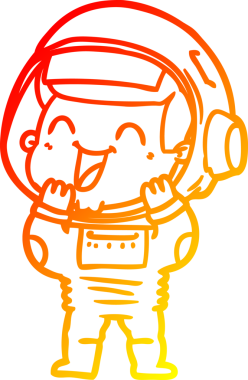 Bir insan tarafından çizilmiş mutlu bir astronotun sıcak çizgi çizimi