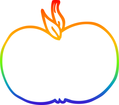 Bir insan tarafından çizilmiş sulu bir elmanın çizgi çizimi.