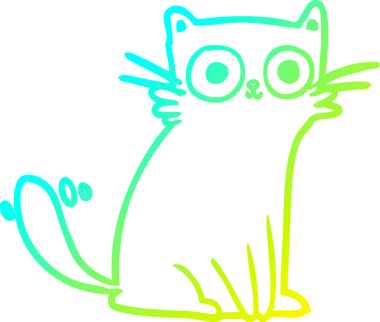 Bir insan tarafından çizilmiş soğuk eğimli bir kedi çizimi.