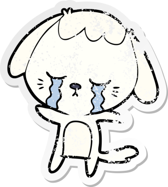 Bir insan tarafından çizilmiş ağlayan bir köpeğin sıkıntılı çıkartması.