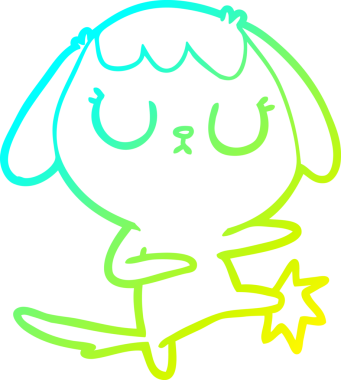 Bir insan tarafından çizilmiş şirin bir çizgi köpeğin soğuk gradyan çizgisi.