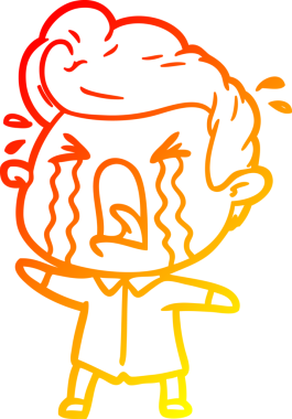 Bir insan tarafından çizilmiş, ağlayan bir çizgi film karakteri.