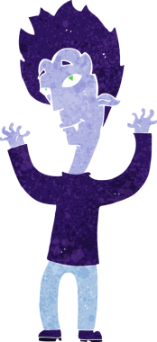 Bir insan tarafından çizilmiş vampir adam çizgi filmi.