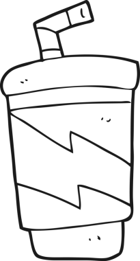 Bir insan tarafından çizilmiş siyah beyaz karikatür soda.