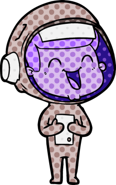 Bir insan tarafından çizilmiş mutlu astronot çizgi filmi.