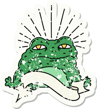 Bir insan tarafından çizilmiş eski bir dövme stili karakteri çıkartması.