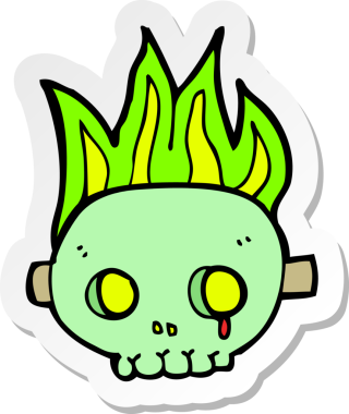 Bir insan tarafından çizilmiş bir kafatası maskesinin çıkartması.