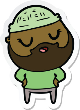 Bir insan tarafından çizilmiş sakallı sevimli bir karikatür adamın çıkartması.