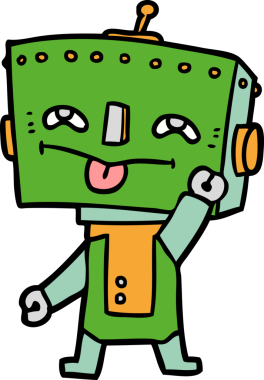 Bir insan tarafından çizilmiş çizgi film robotu