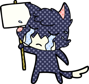 Ağlayan tilki çizgi filmi ve bir insan tarafından çizilmiş afiş.