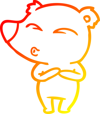 Bir insan tarafından çizilen çizgi film ıslık çalan ayının sıcak çizgi çizimi