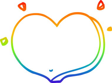 Gökkuşağı gradyan çizgi çizimi Bir insan tarafından çizilmiş bir aşk kalbi