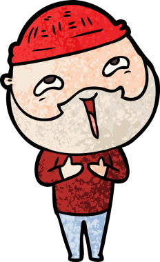 Bir insan tarafından çizilmiş mutlu sakallı bir adam.