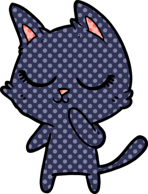 Bir insan tarafından çizilmiş sakin bir çizgi film kedisi