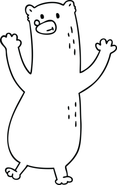 Bir insan tarafından çizilmiş garip çizgi film ayısı.