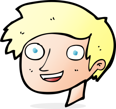 Bir insan tarafından çizilmiş mutlu çocuk yüzü.