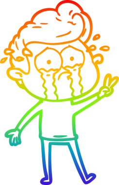 Bir insan tarafından çizilmiş ağlayan bir adamın çizdiği gökkuşağı gradyan çizgisi.