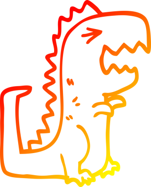 Bir insan tarafından çizilen kükreyen bir çizgi filmin sıcak gradyan çizimi