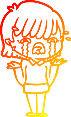 Bir insan tarafından çizilmiş ağlayan çizgi film kızı çizimi.