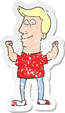 Bir insan tarafından çizilmiş bir adamı kutlayan karikatürün gerilimli yapıştırması.