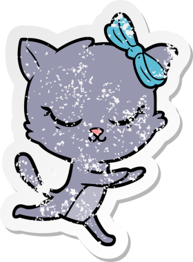 Bir insan tarafından çizilmiş şirin bir çizgi film kedisinin sıkıntılı çıkartması.