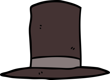 Bir insan tarafından çizilmiş karikatür silindir şapka.