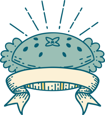 Dövme stili afiş. Bir insan tarafından çizilmiş harika bir turta.