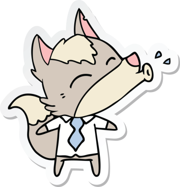 Bir insan tarafından çizilmiş uluyan kurt patronun çıkartması.