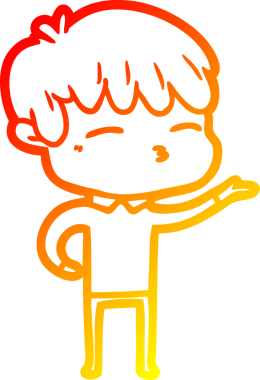 Bir insan tarafından çizilmiş, çizgi film karakteri meraklı bir çocuk çizimi.