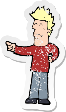 Bir insan tarafından çizilmiş karikatür adamın gerilmiş çıkartması.