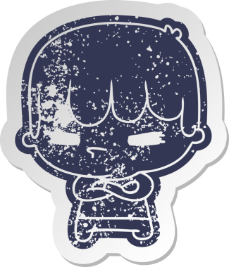 Bir kawai 'nin eski çizgi film çıkartması. Bir insan tarafından çizilmiş sevimli haç çocuk.