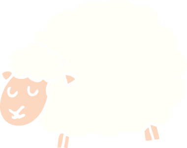 Bir insan tarafından çizilmiş düz renkli çizgi film koyunu