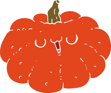 Bir insan tarafından çizilmiş mutlu düz renkli balkabağı.