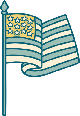 Amerikan bayrağının insan tarafından çizilmiş ikonik dövme şekli.