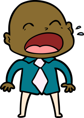 Bir insan tarafından çizilmiş kel adam diye bağıran çizgi film.