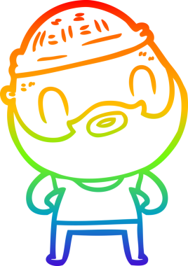 Gökkuşağı gradyan çizgi çizimi bir insan tarafından çizilmiş sakallı bir adamın