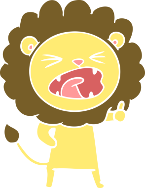 Bir insan tarafından çizilmiş düz renkli çizgi film aslanı