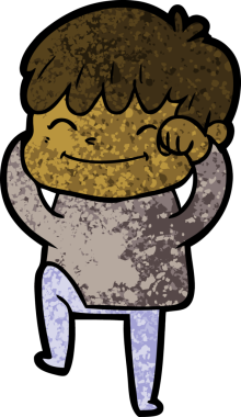 Bir insan tarafından çizilmiş mutlu çocuk çizgi filmi.