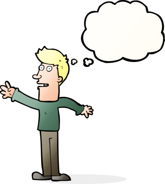 Bir insan tarafından çizilen düşünce baloncuğuyla uzanan çizgi film adamı.