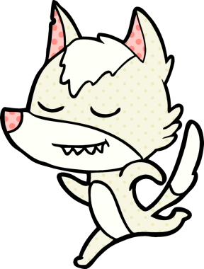 Bir insan tarafından çizilmiş dost canlısı bir kurt.