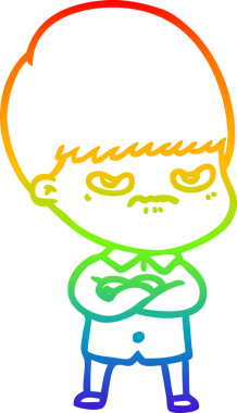 Gökkuşağı gradyan çizgi çizimi Bir insan tarafından çizilmiş bir çizgi film çocuğu