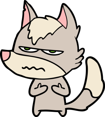 Bir insan tarafından çizilmiş rahatsız kurt çizgi filmi.