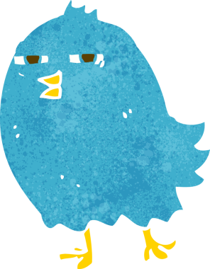 Bir insan tarafından çizilmiş komik çizgi film kuşu.